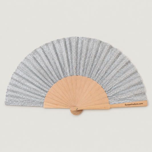 Silver Glitter 23cm Handfan