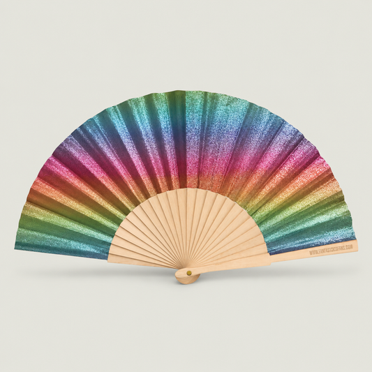 Rainbow Glitter 23cm Handfan