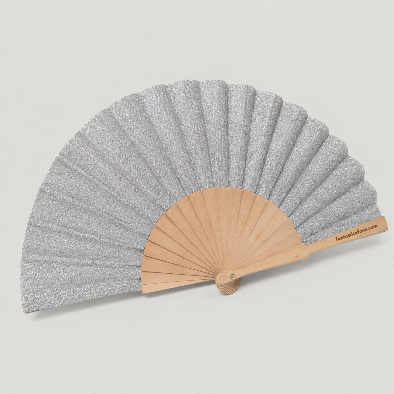 Silver Glitter 23cm Handfan