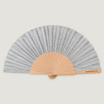 Silver Glitter 23cm Handfan