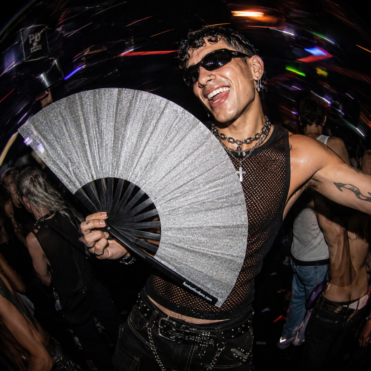 Silver Mega Glitter XL Handfan