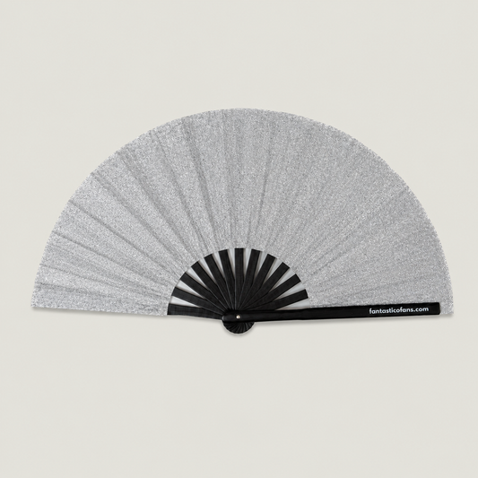 Silver Mega Glitter XL Handfan