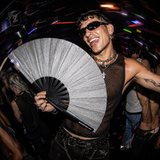 Silver Mega Glitter XL Handfan
